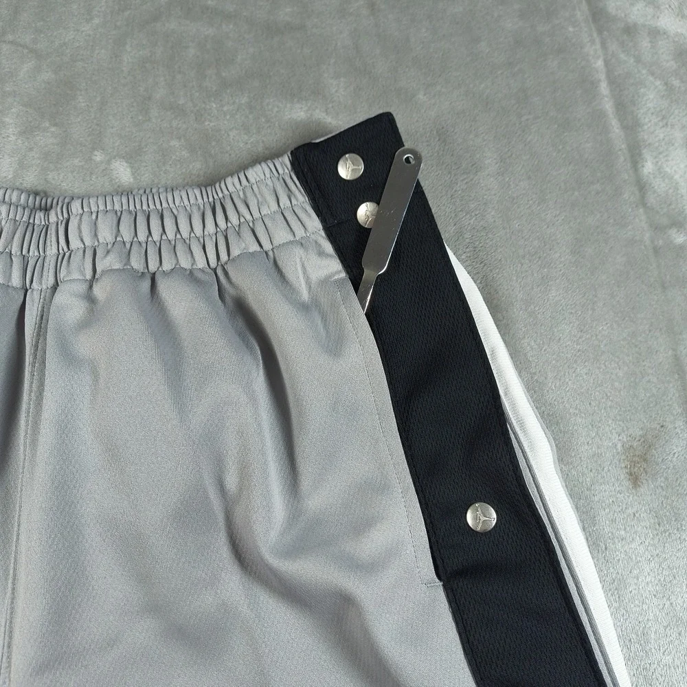 Jordan Track Pants Men Medium Gray Tear Away Basketball Side Snap Nike Gym Train